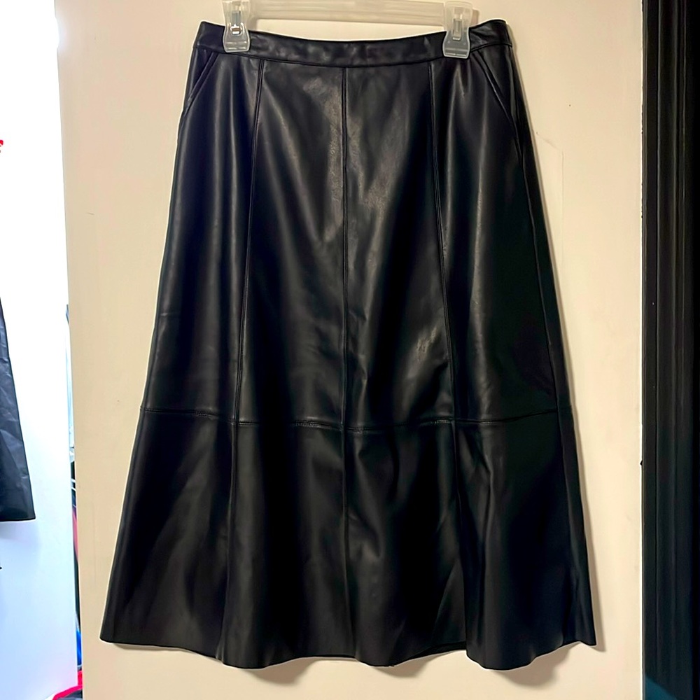 Black pleather A-line skirt